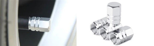 4x Car Tyre Valve Dust Caps for Car Van Motorcycle Bmx Metal Silver Colour