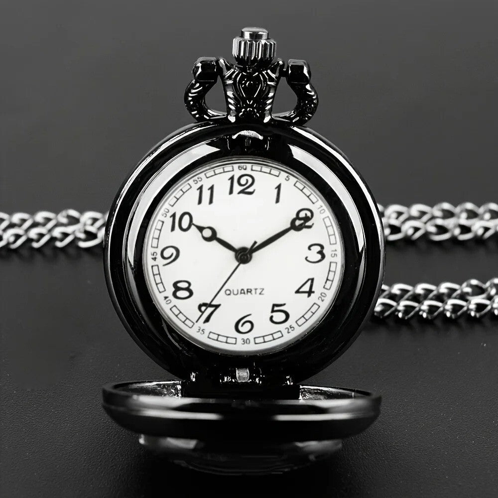 Wolf Animal Pattern Quartz Pocket Watch with Necklace Pendant World Time Feature