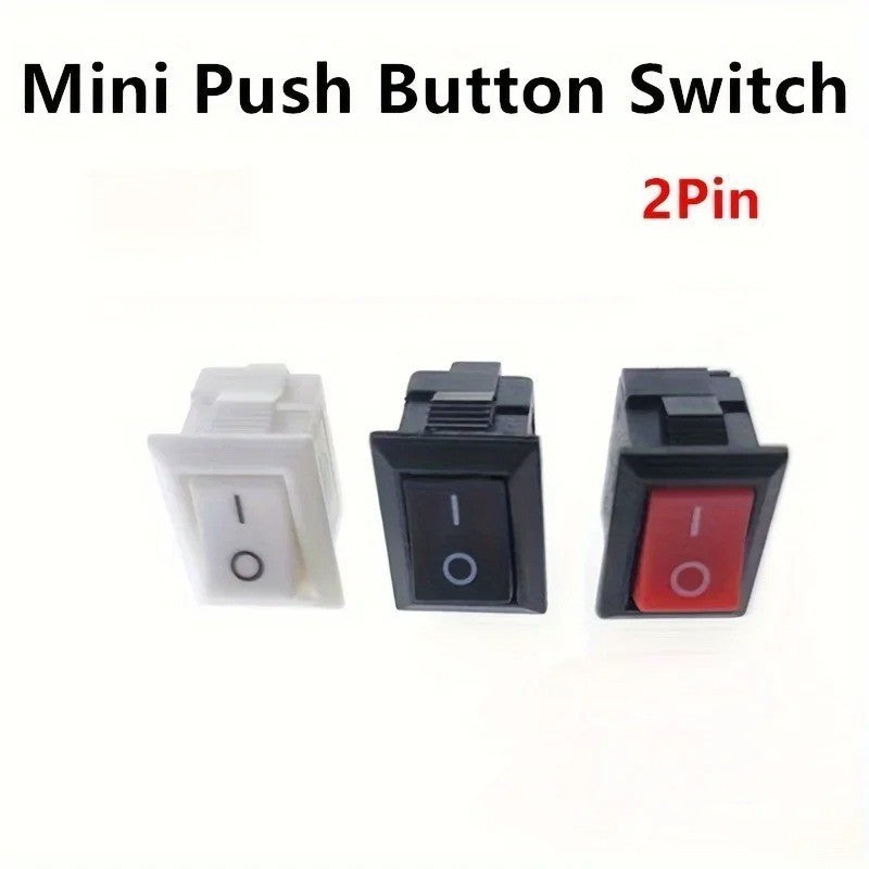 1x Mini Rocker Switch SPST Black and Red Snap in Switch Button AC 250V 3A / 12