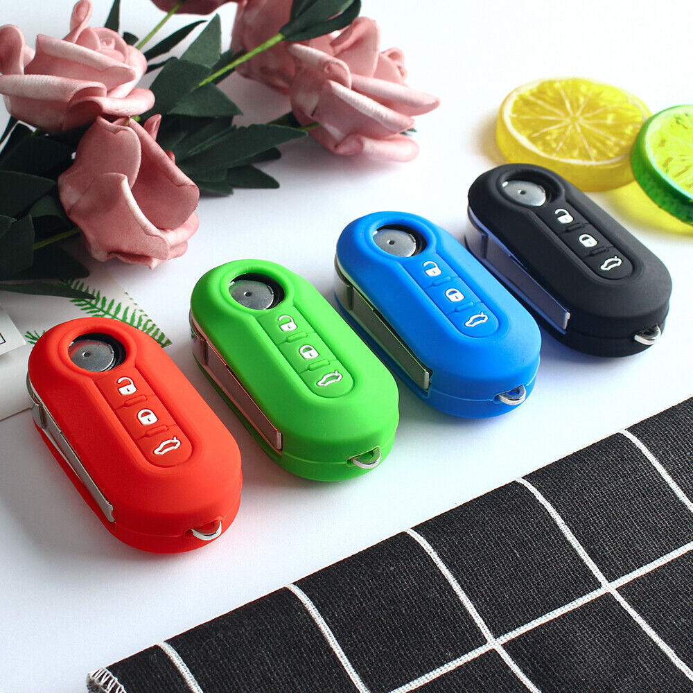 Silicone Fiat 500 Grande Punto Stilo Pando Ducato Remote Key Fob Case Cover