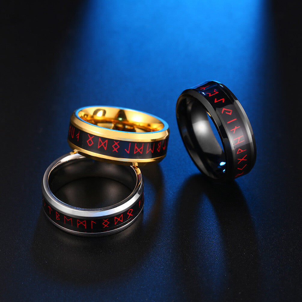 Viking Black Temperature Ring Titanium Steel Mood Emotion Intelligent