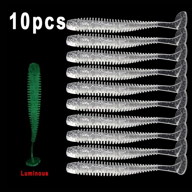 10x Soft Lures Silicone Worms 50mm Baits Jigging Wobblers Fishing Lures