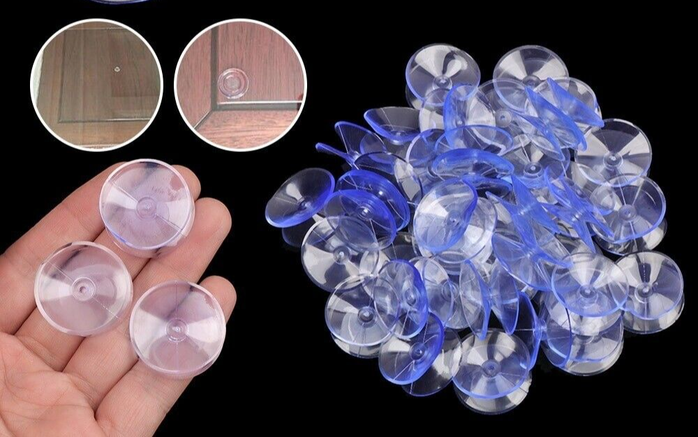 4x Double Sided Suction Cups Glass Table Top Holder Wall Rack Storage Hangers