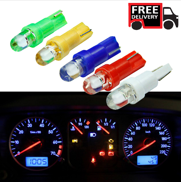 T5 LED 12V DASHBOARD GAUGE INSTRUMENT LIGHT BULBS (WHITE/BLUE/RED/AMBER/GREEN)