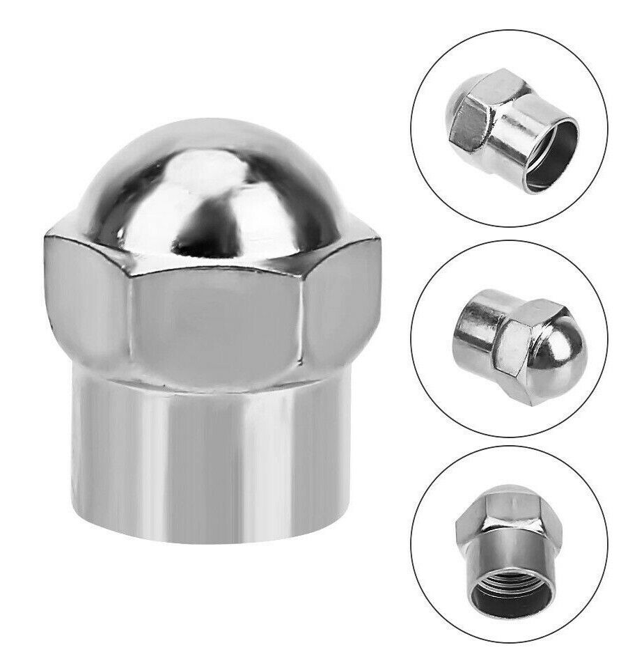 4x Tyre Air Pressure Valve Dust Caps Chrome Plated Plastic 