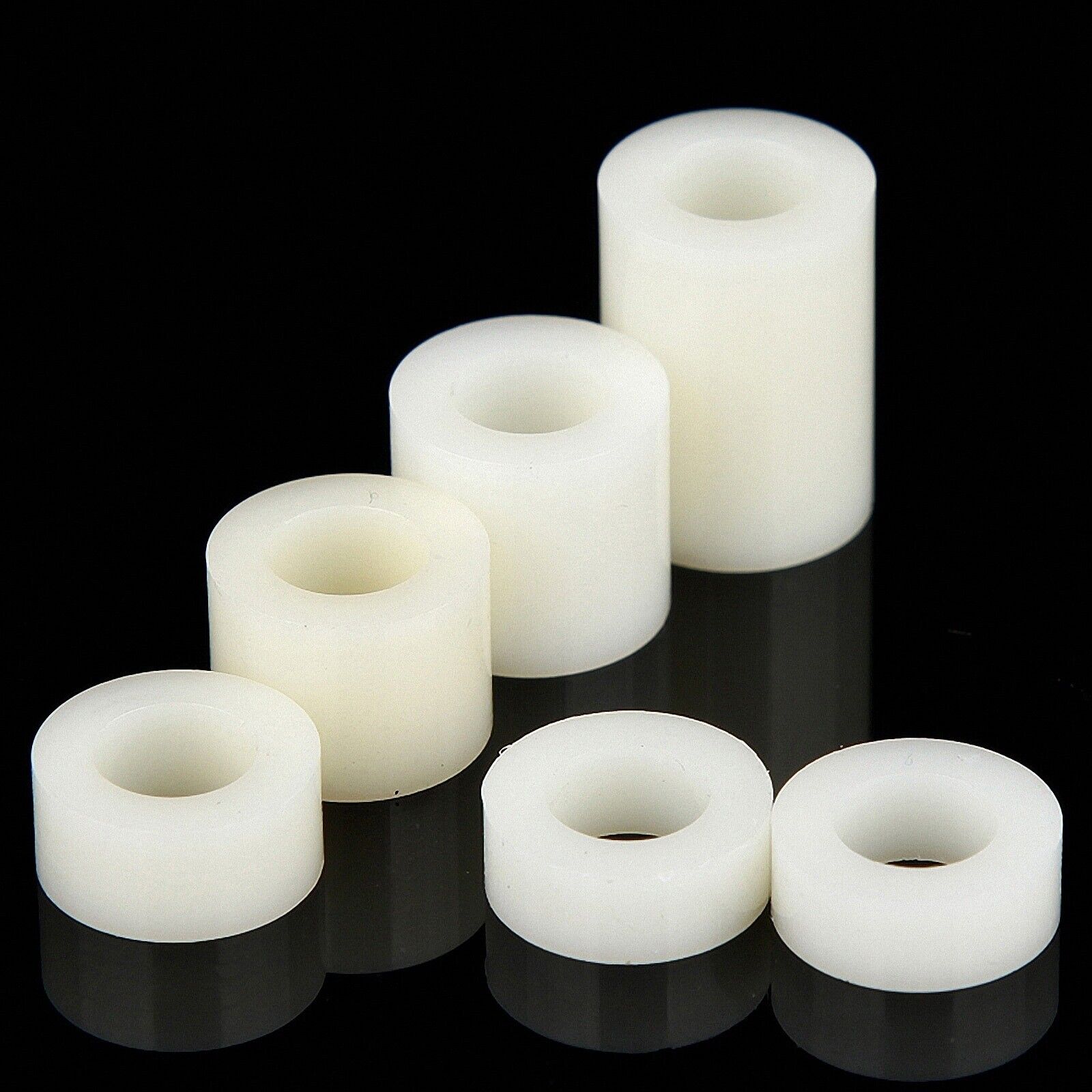 M6 White Nylon Round Spacer Standoff Washers 3-25mm Length