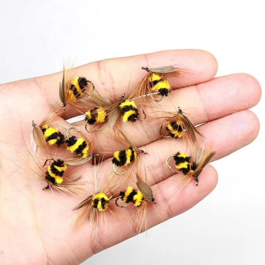 10x Artificial Insect Bait Lure Bee Fly Trout Artificial Fishing Lures 15mm