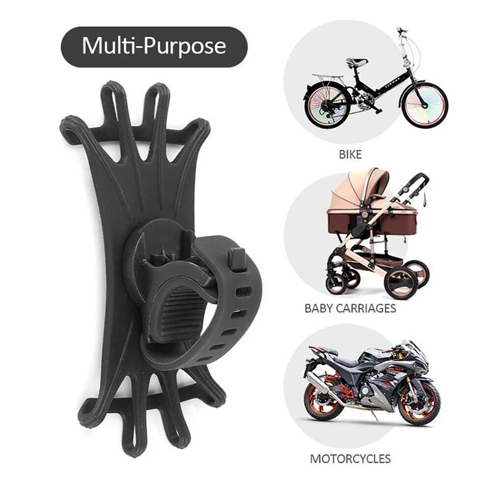 Bicycle Motorcycle Mobile Phone Holder Adjustable 360 Rotation Silicone Holder