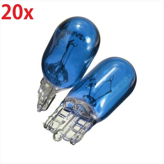 20x 501 BLUE SIDE LIGHT PUSH IN CAR CAPLESS NUMBER PLATE BULBS W5W 12V 5W