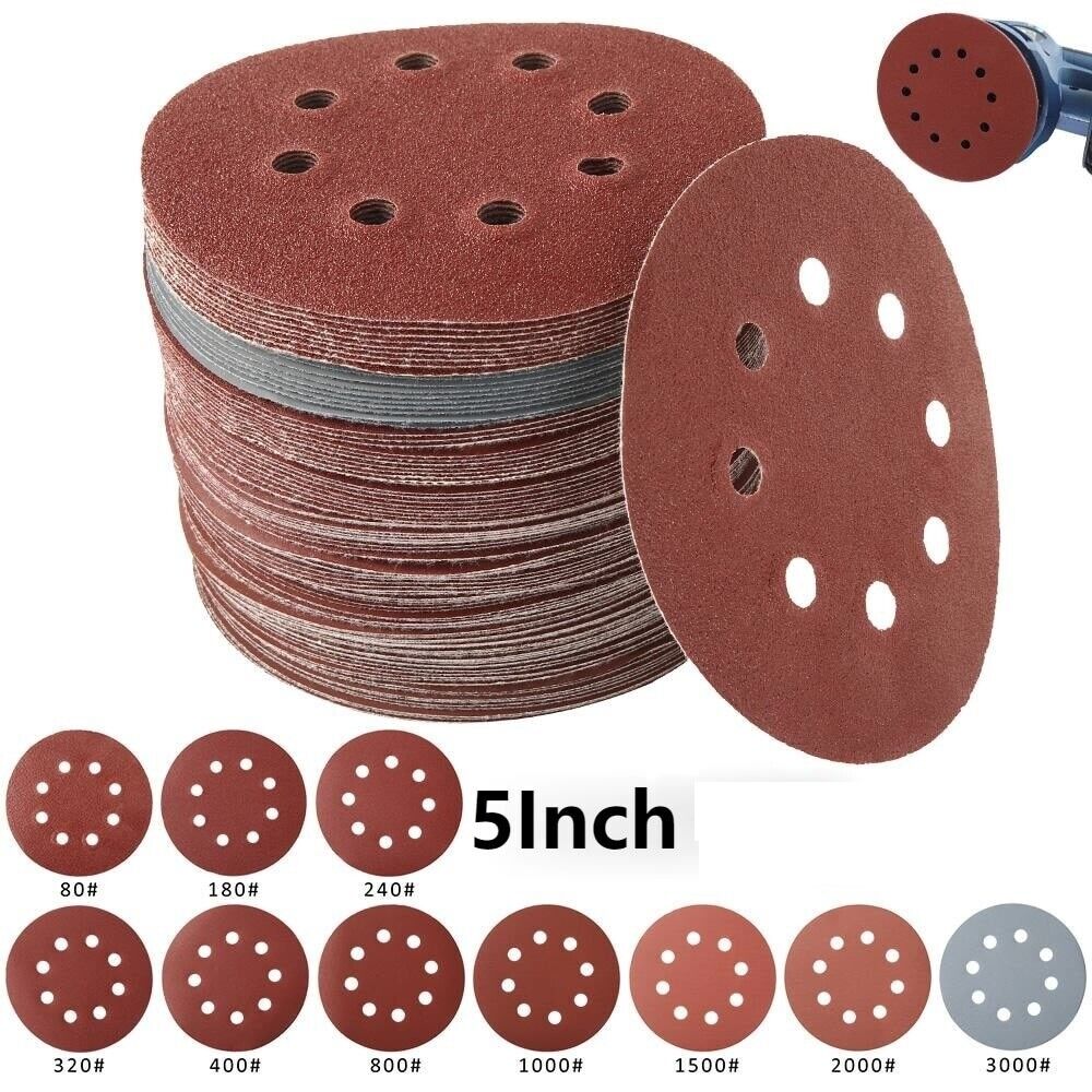 1x Round Sandpaper Eight Hole Sanding Disk Grit 80-3000 for Polishing Tools