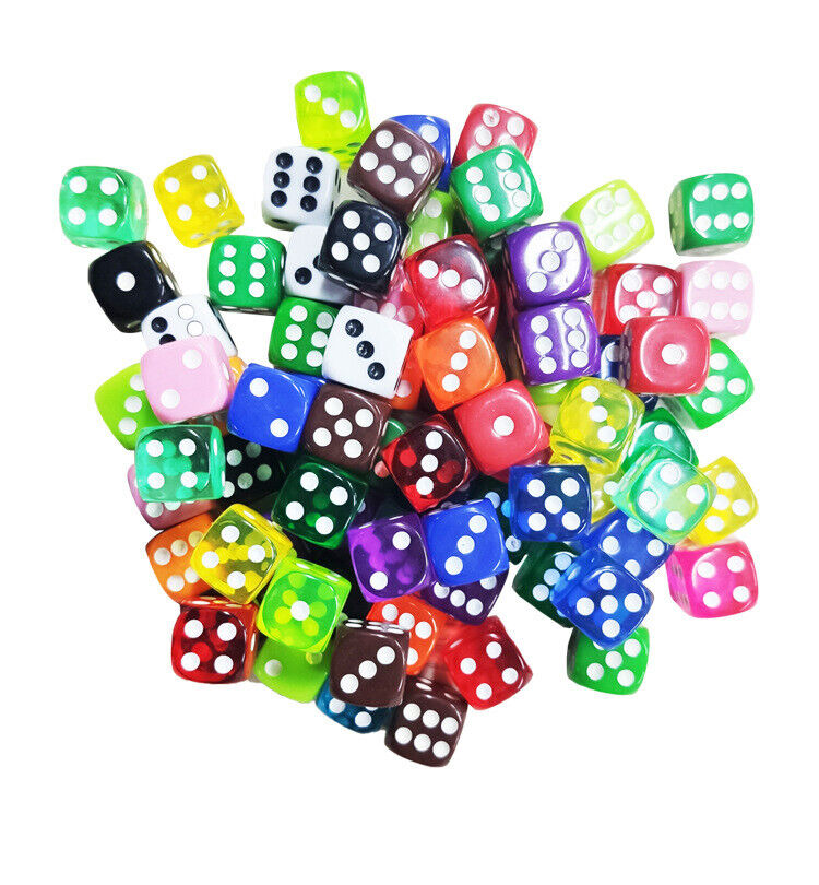 2x 16mm Acrylic Dices Game Cubes for Board Games (10 Colours)