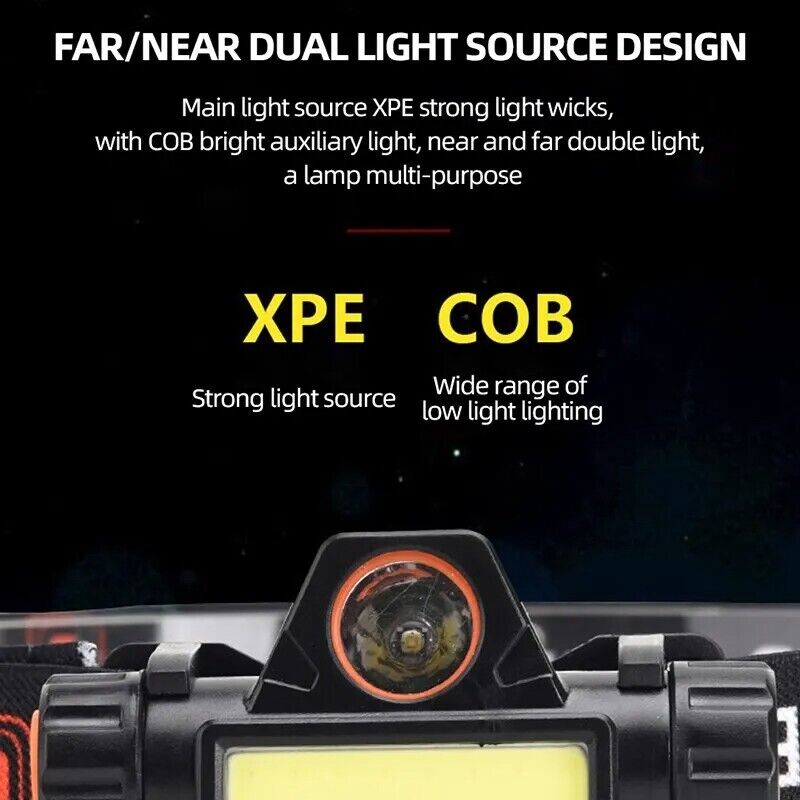 Rechargeable COB LED USB Headlamp Strong Magnetic Powerful Headlight Waterproof