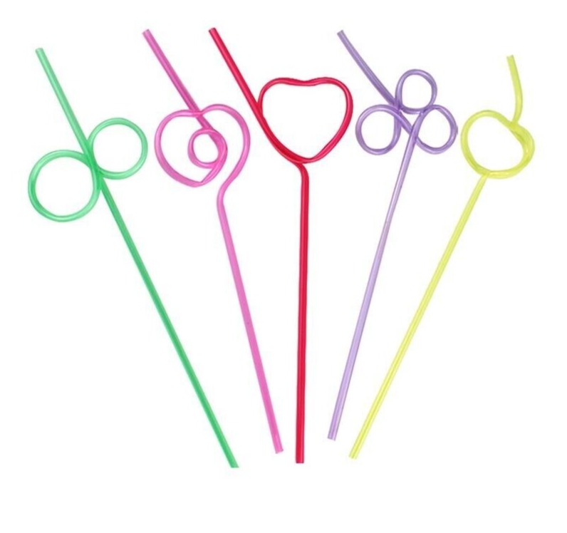 10x Colourful Curved Straws Birthday Party Bar Summer Straws 