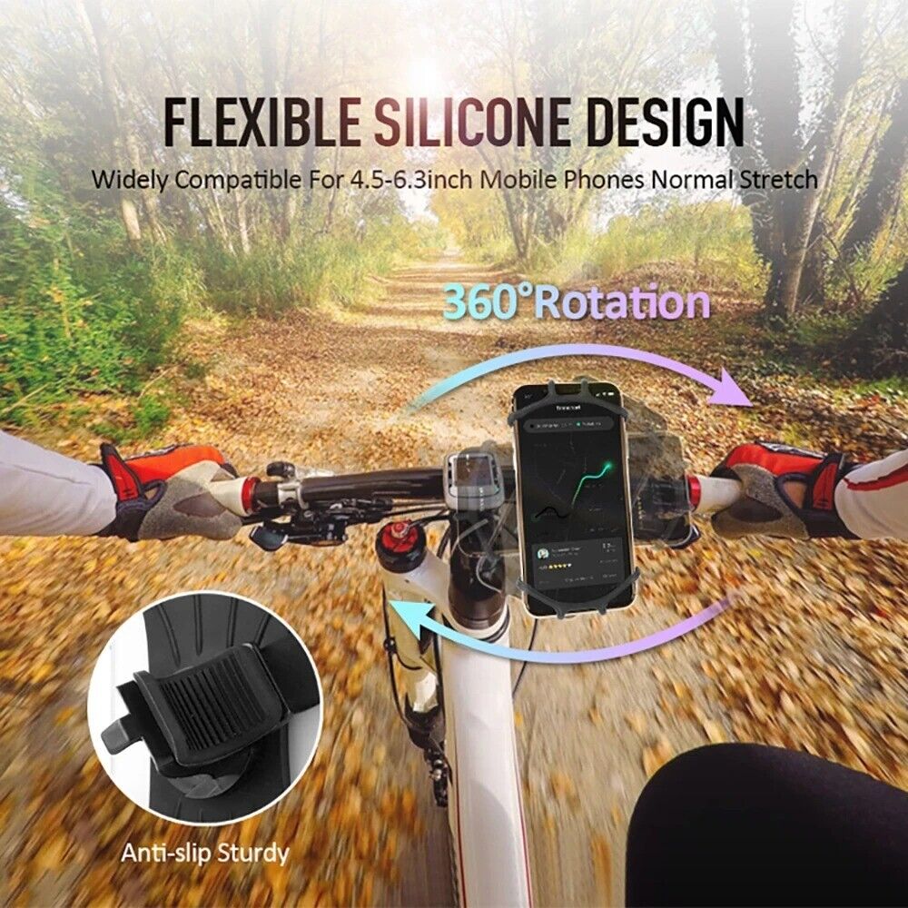 Bicycle Motorcycle Mobile Phone Holder Adjustable 360 Rotation Silicone Holder