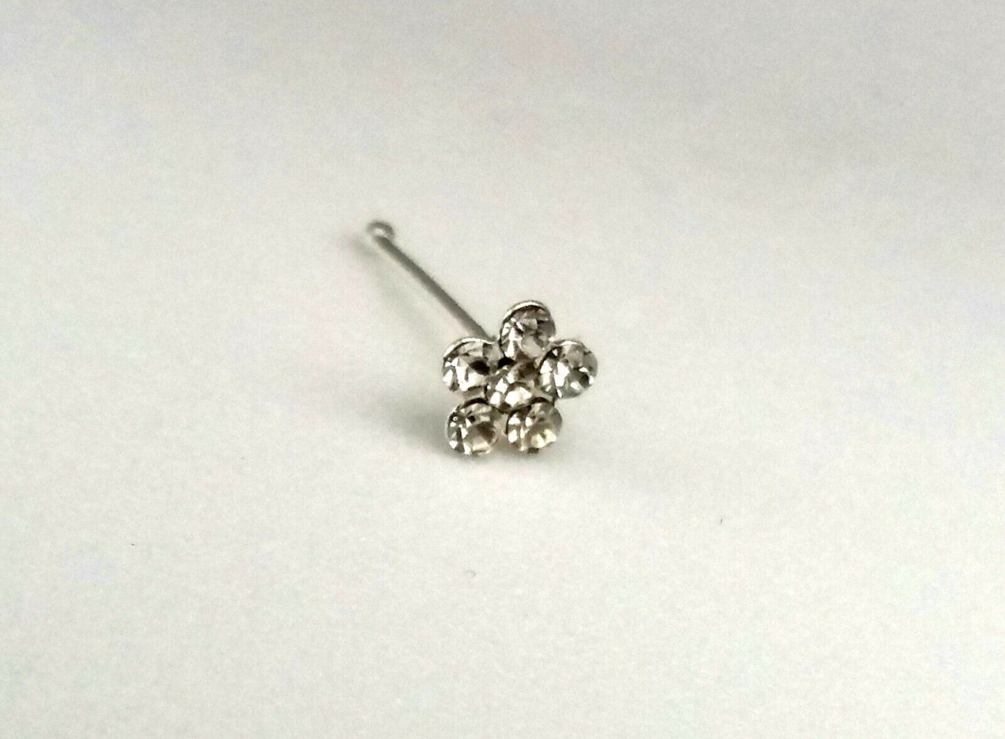 Flower Nose Stud Sterling Silver 925  Red Silver Blue