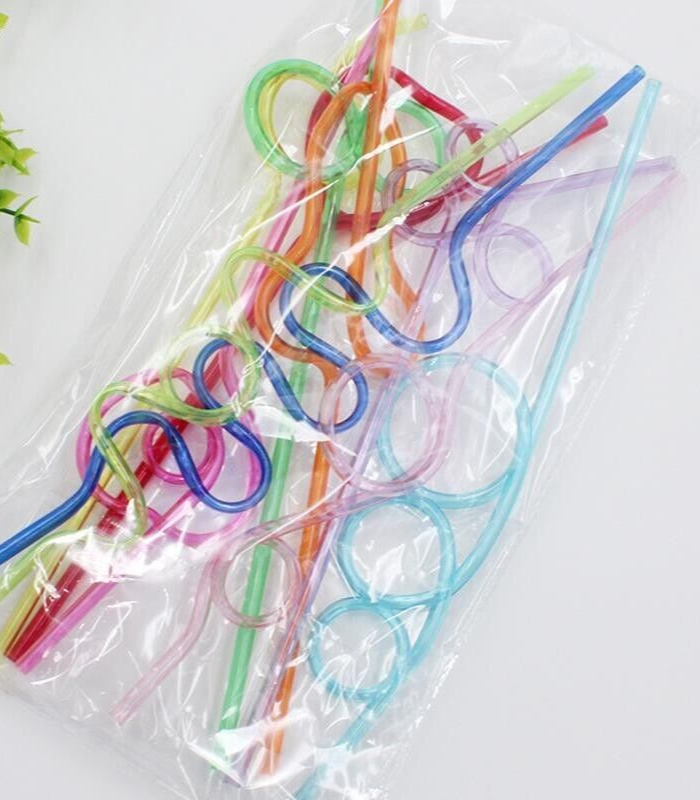 10x Colourful Curved Straws Birthday Party Bar Summer Straws 