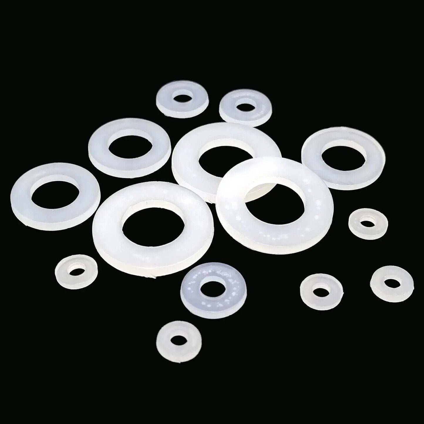 M2 - M10 Plastic White Nylon Flat Washers Plain Spacer Insulation Gasket Rings