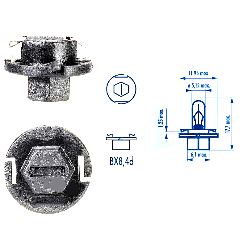 1x T5 B8.4D Twist Lock Plug and Play Bulb Holder Socket for Dashboard