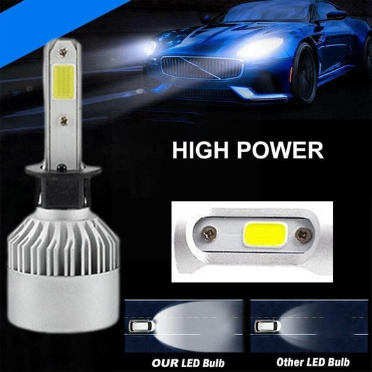 1x H3 LED Headlight Bulb COB Car LED Headlight Bulb 16000LM 6000K 36W