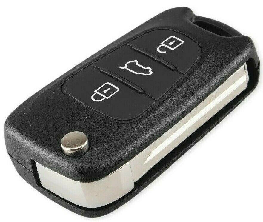 Hyundai Kia 3 Button Remote Flip Key Fob Shell with Uncut Blade