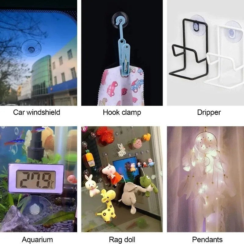 5x Mushroom Head Suckers Transparent Glass Suction Cup Hanging Hooks 4cm