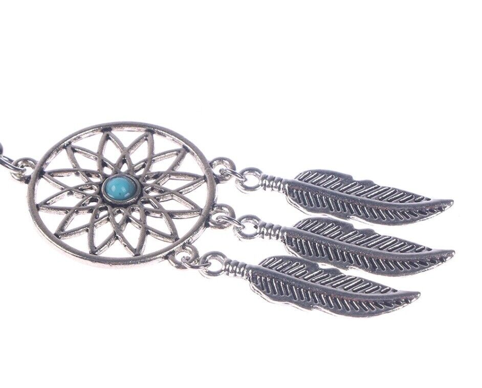  Key Chain Silver Metal Feather Tassels Ring Dream Catcher