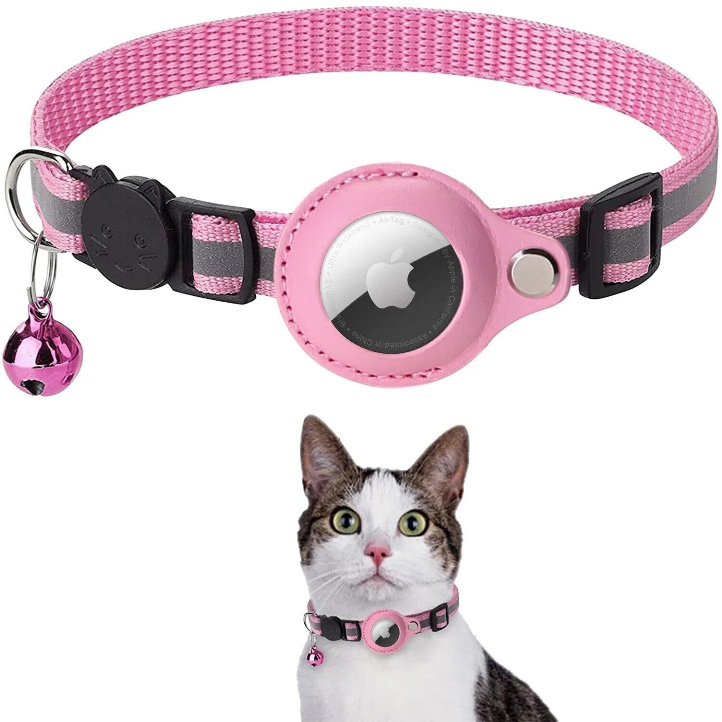 Apple Airtag GPS Case Cat Small Dog Collar with Bell Safety Breakaway Collars