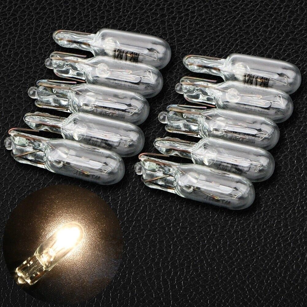 10x T5 Halogen Car Bulbs 12v 1.2W for Instrument Panel Lamp Auto Wedge Dashboard