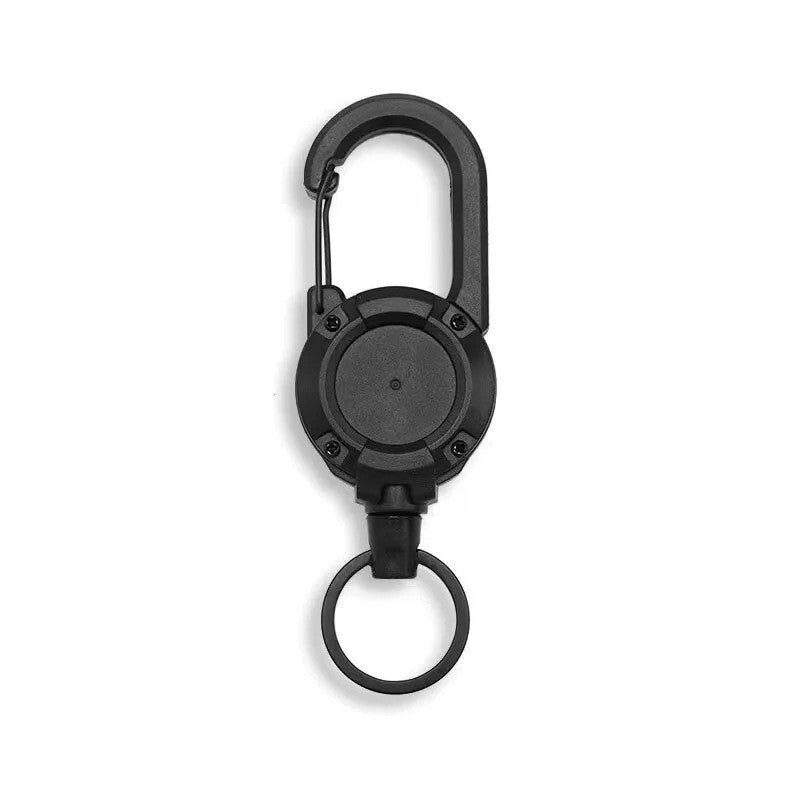 1x Retractable Heavy Duty Pull Reel Carabiner Strong Steel Wire Rope Buckle