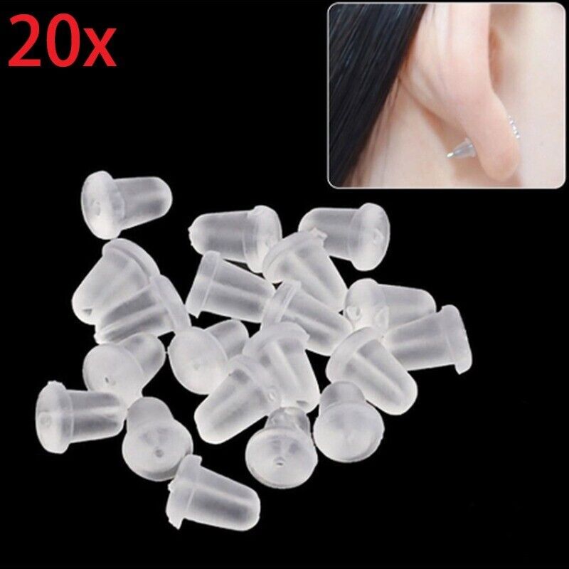 20x Silicone Ear Plugs Transparent Earring Back Stopper Studs for Stud Earrings