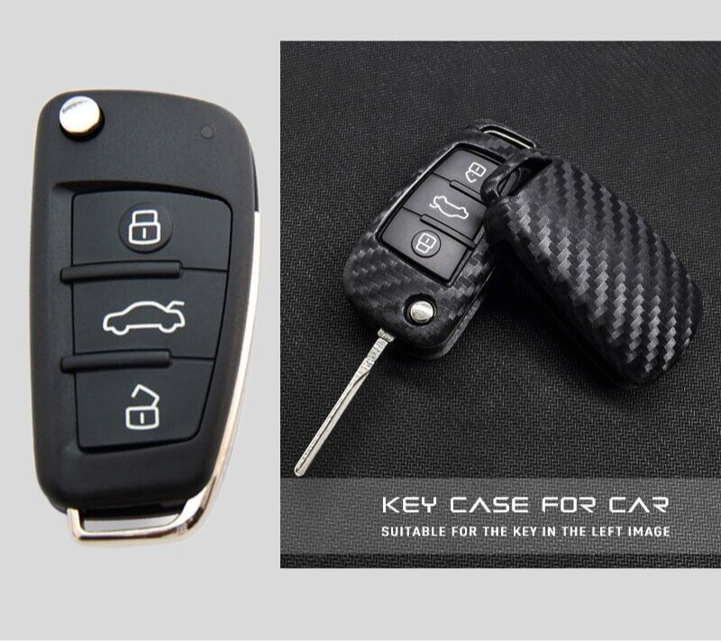 Rubber Carbon Key Case Cover for Audi A3 A4 B7 B6 B8 A6 C5 C6 Q5 Q7 A4L