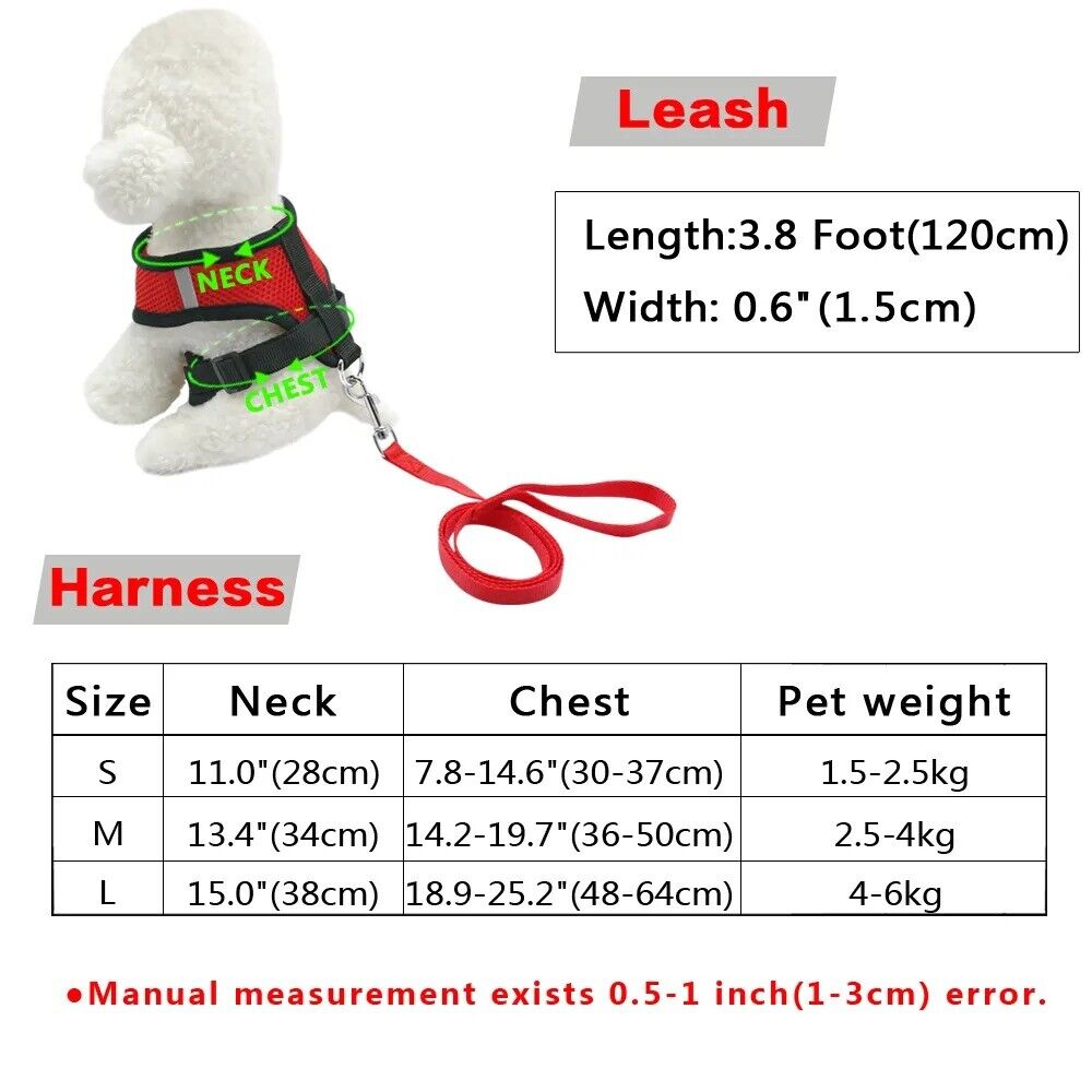 Mesh Cat Harness and Leash Breathable Reflective Kitten Cats Harnesses Small Dog