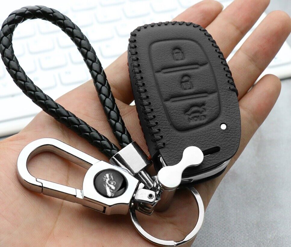 Hyundai Creta I10 I20 Tucson 3 Button Leather Remote Key Fob Case Cover