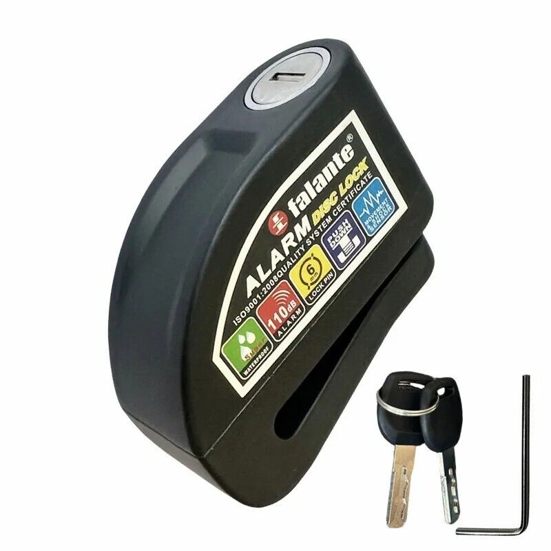 Motorcycle Bicycle Lock Alarm Safety Protection Padlock Disc Alloy Rope + Lock