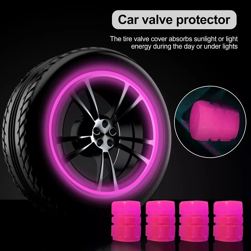 4x Luminous Valve Caps Fluorescent Night Glowing Car Motorcycle Bicycle