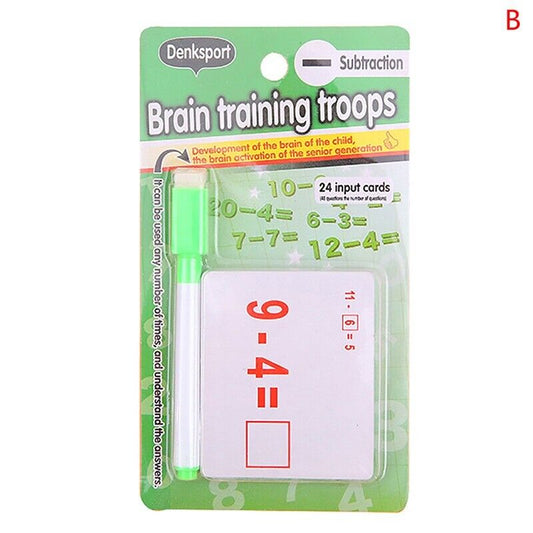 Educational Math Learning Cards Subtraction Arithmetic Cards with Pen