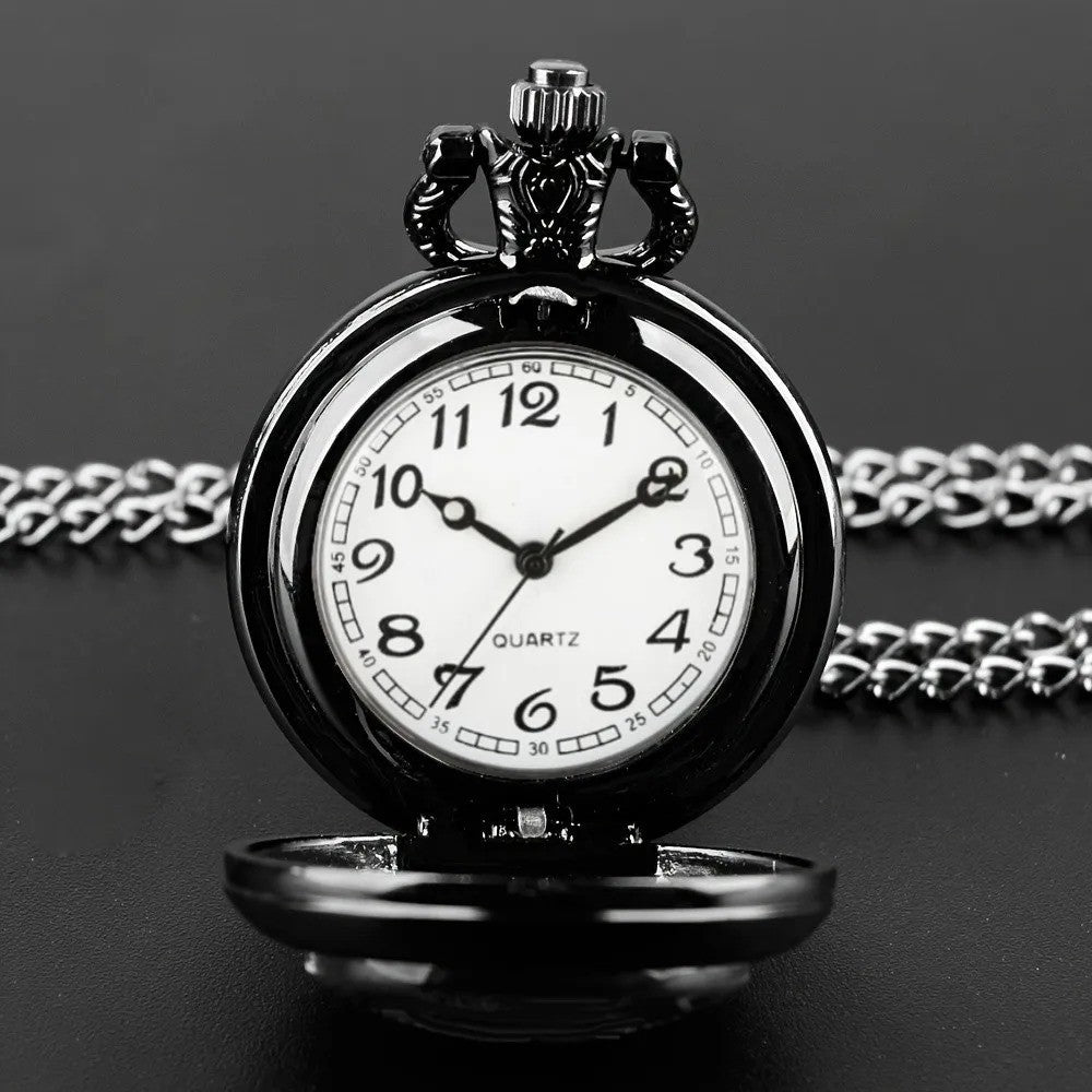 Mini Szie Black Round Santa Claus Design Quartz Pocket Watch