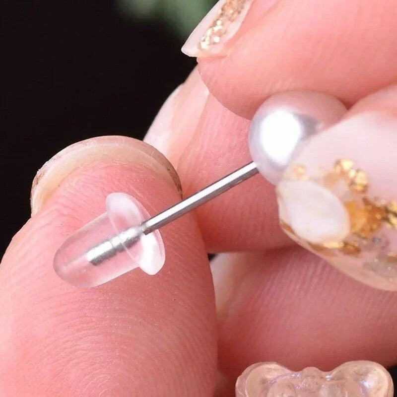 1000pcs Transparent Silicone Rubber Earring Clasp Ear Nut Plugging Earring Back