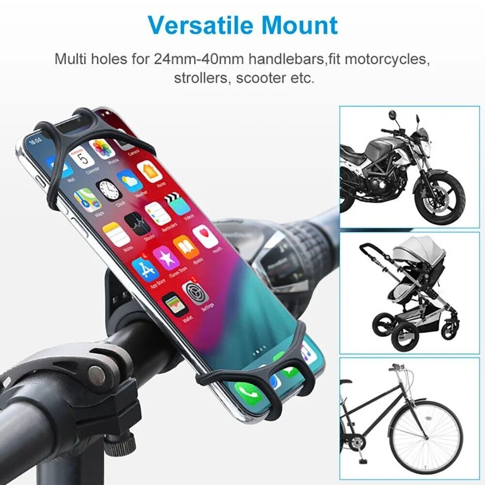 Bicycle Motorcycle Mobile Phone Holder Adjustable 360 Rotation Silicone Holder