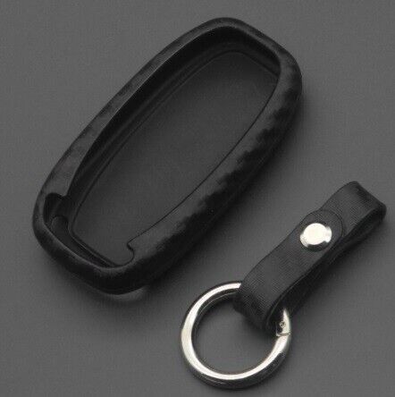 Carbon Fibre Key Case Cover with Keychain for Audi A4 A4L A5 A6 A6L Q5 S5 S7