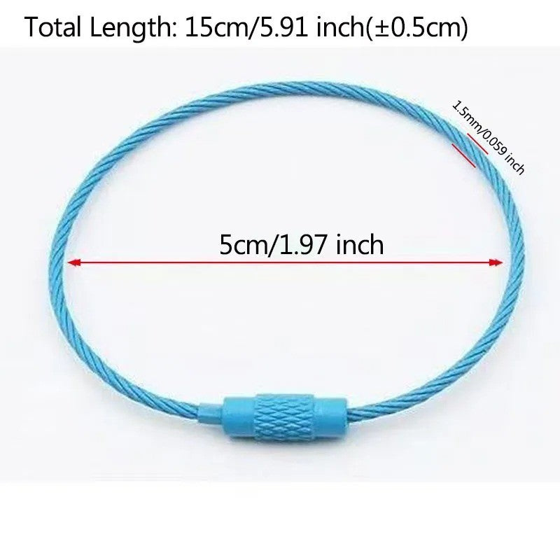 1x Cable Luggage Lock Stainless Steel Wire Keychain Ring Mini Lock Random Colour