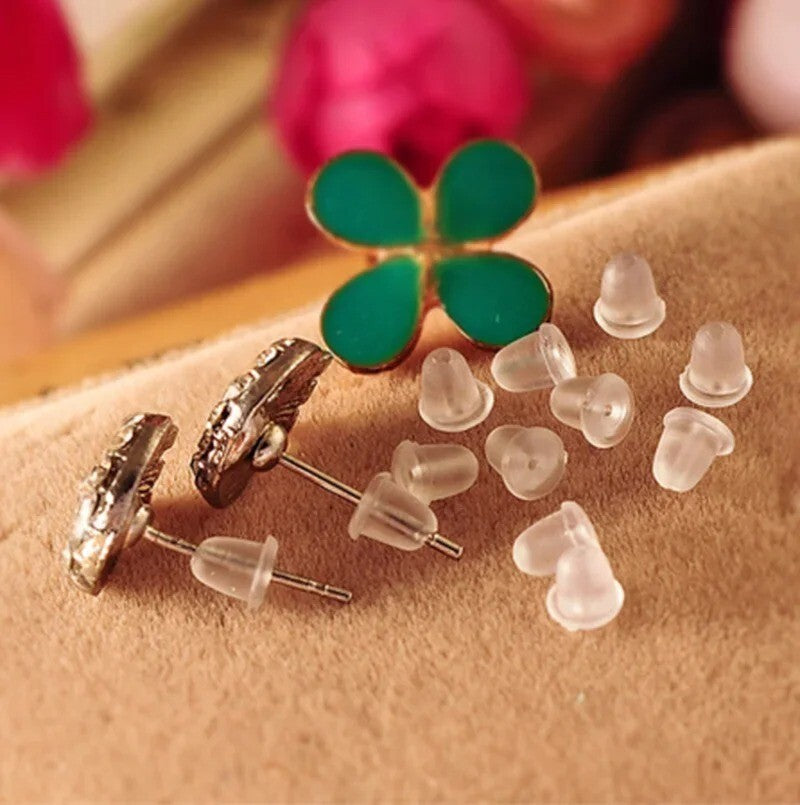 1000pcs Transparent Silicone Rubber Earring Clasp Ear Nut Plugging Earring Back