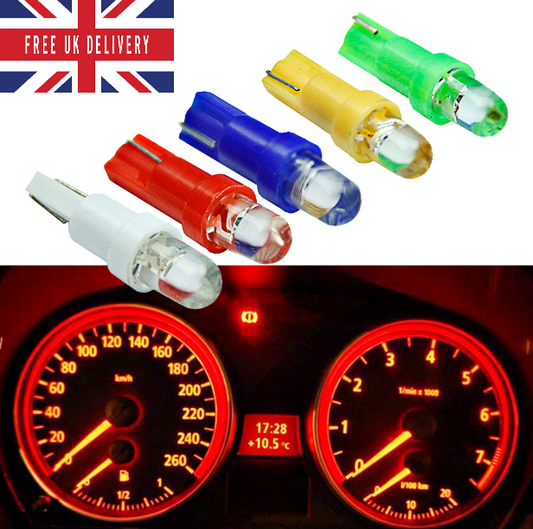 T5 LED 12 V INDICATOR DASHBOARD LIGHT BULBS (WHITE/BLUE/RED/YELLOW/GREEN)