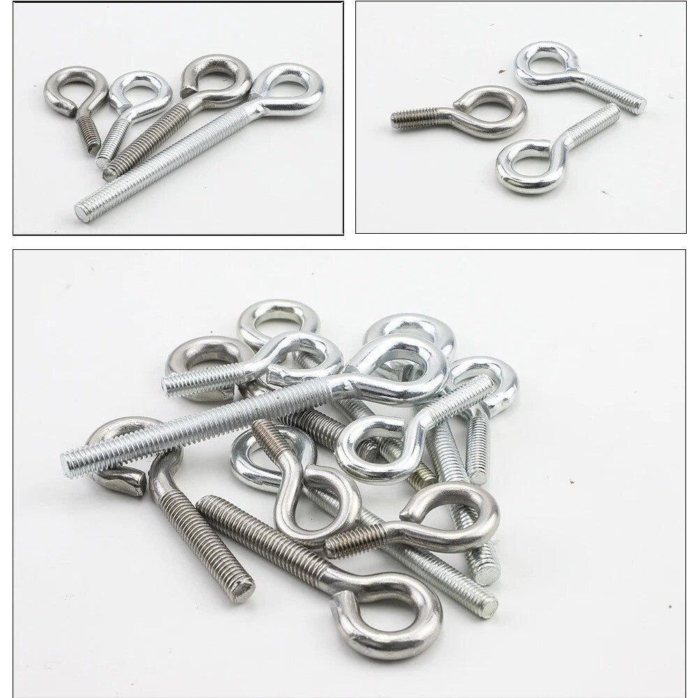 2x M5 12mm - 60mm Sheep Eye Screw Eyebolt Stainless Steel Ring Hook Ring Screws