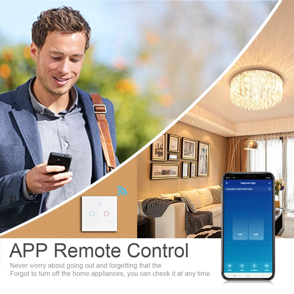 Smart Wall Panel Switch with Touch Sensor AC95V-260V Support Wireless App