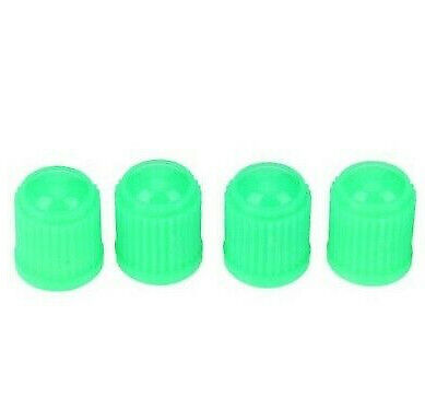 4 x Green Plastic Tyre Valve Dust Caps (Car, Van, Motorcycle, Bmx)