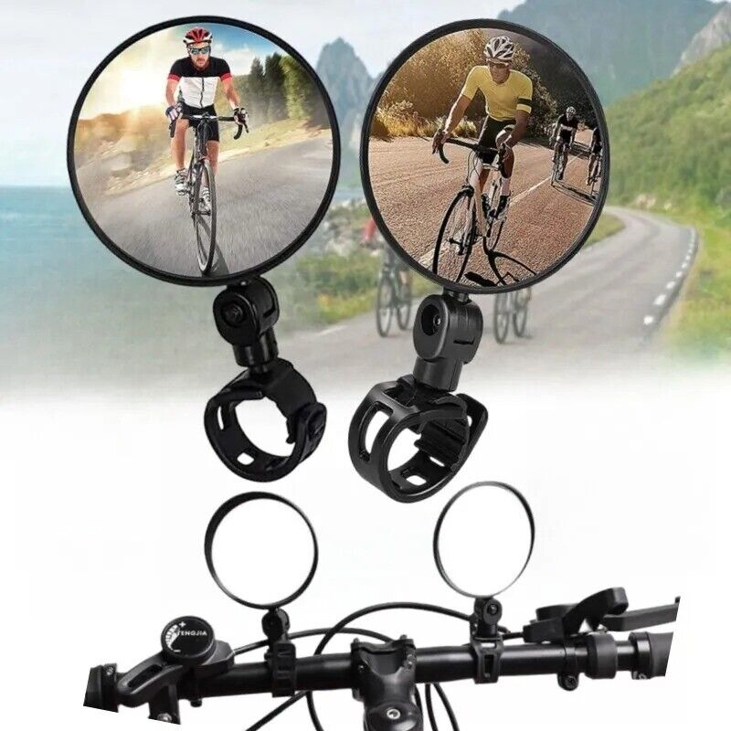 2x Universal Bicycle Rear View Mirrors Adjustable Rotate Angle Cycling Handlebar