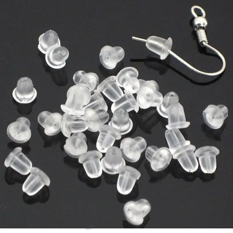 1000pcs Transparent Silicone Rubber Earring Clasp Ear Nut Plugging Earring Back
