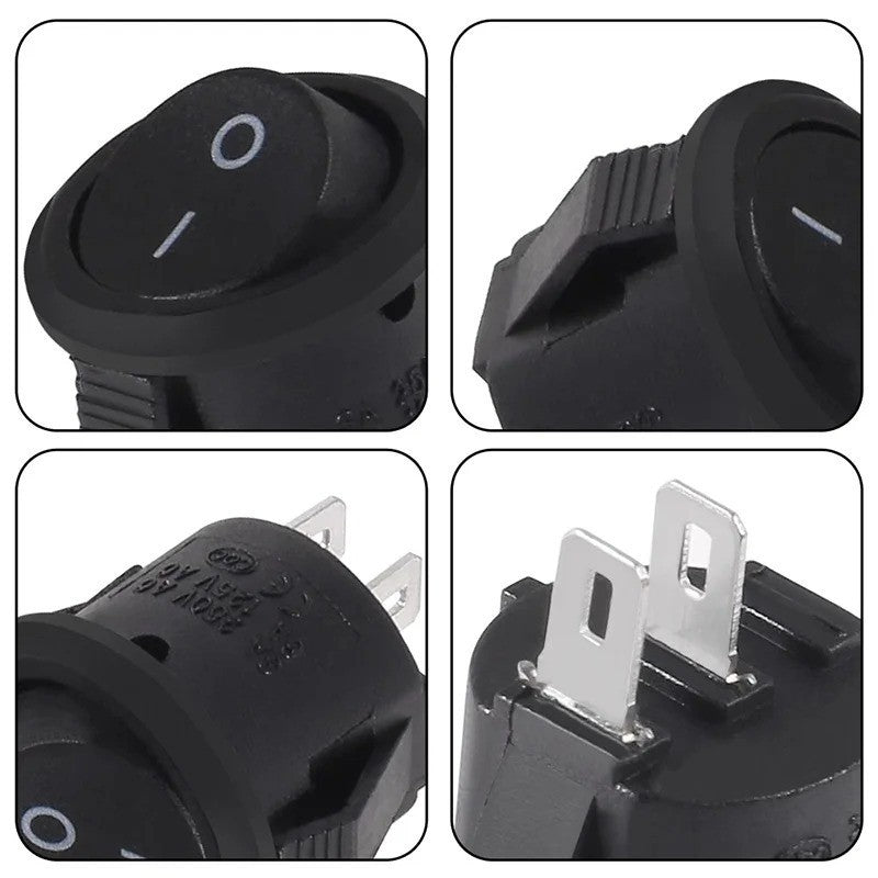 1x Round Rocker Power Switch 6A 250V 2 Pin 2 Position ON OFF Boat Toggle Switch