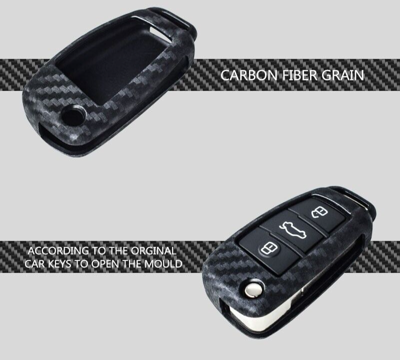 Rubber Carbon Key Case Cover for Audi A3 A4 B7 B6 B8 A6 C5 C6 Q5 Q7 A4L